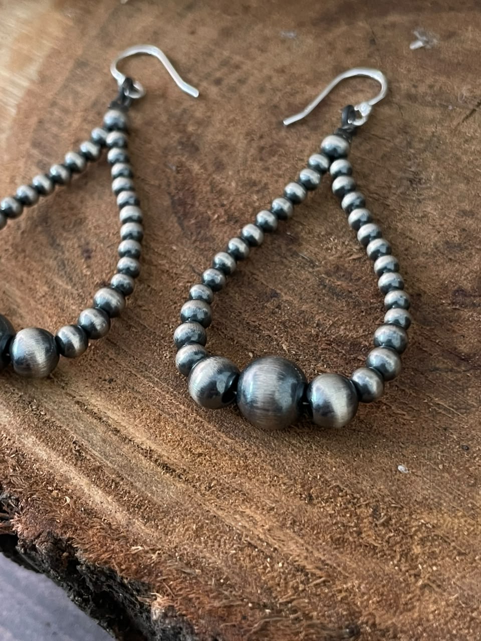 Handmade Sterling Silver Hook Dangle Beaded Earrings