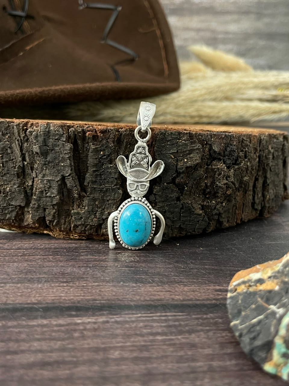 Handmade Sterling Silver Kingman Turquoise Pendant Signed Nizhoni (8)