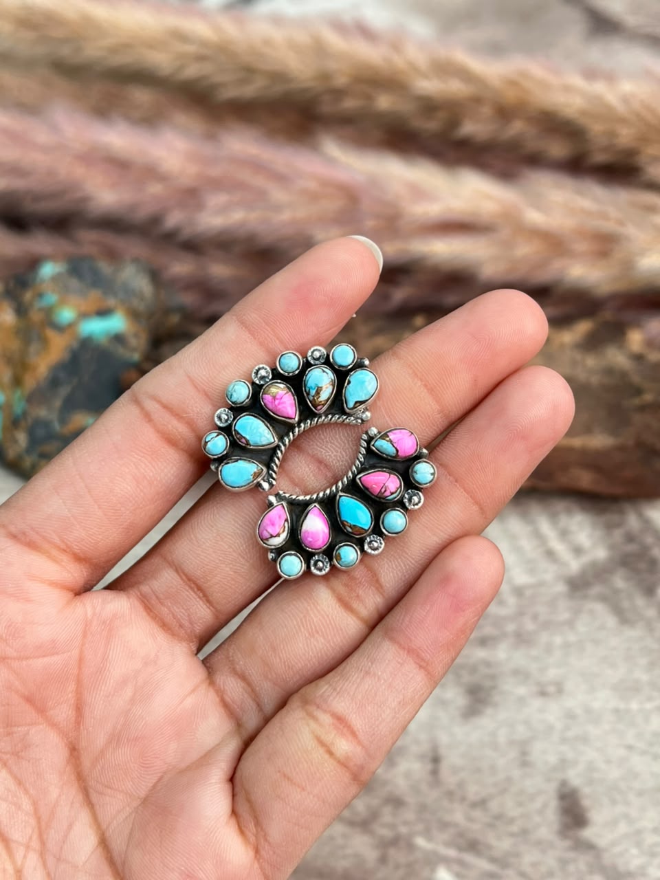Handmade Sterling Silver Cotton Candy Adjustable Ring Signed Nizhoni