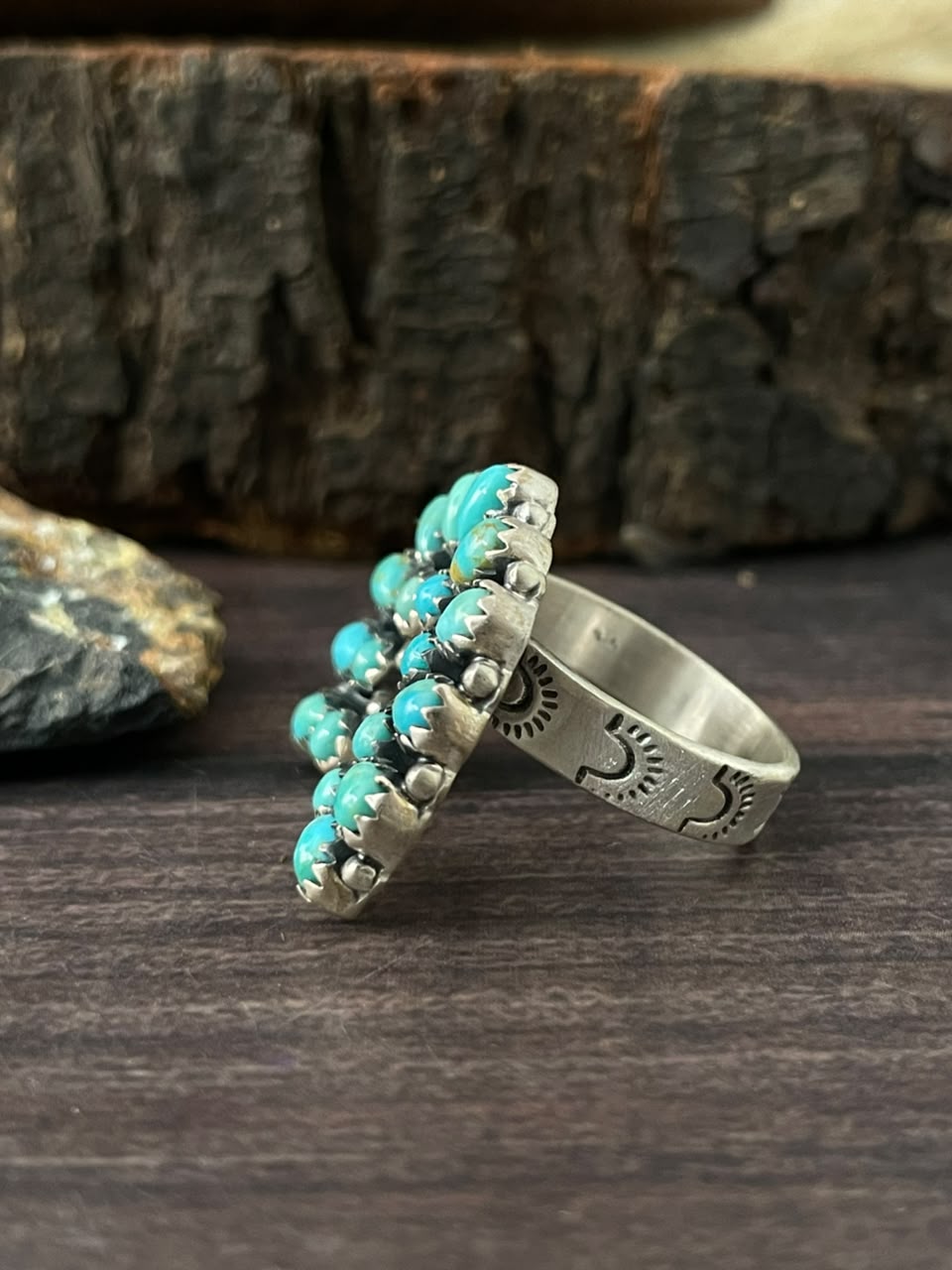 Handmade Sterling Silver Kingman Turquoise Adjustable Naja Ring Signed Nizhoni
