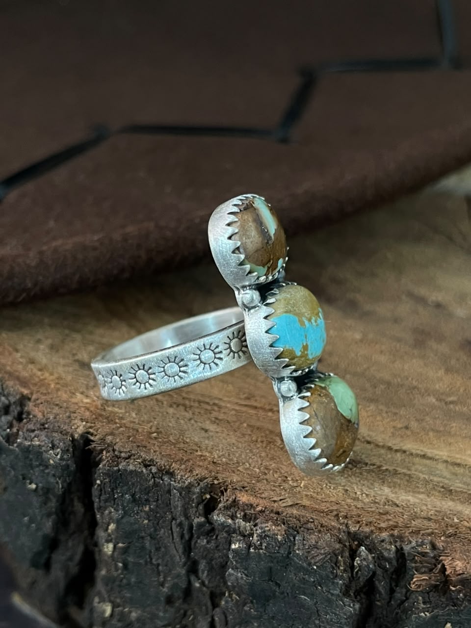 Handmade Sterling Silver Royston Turquoise Adjustable Ring Signed Nizhoni