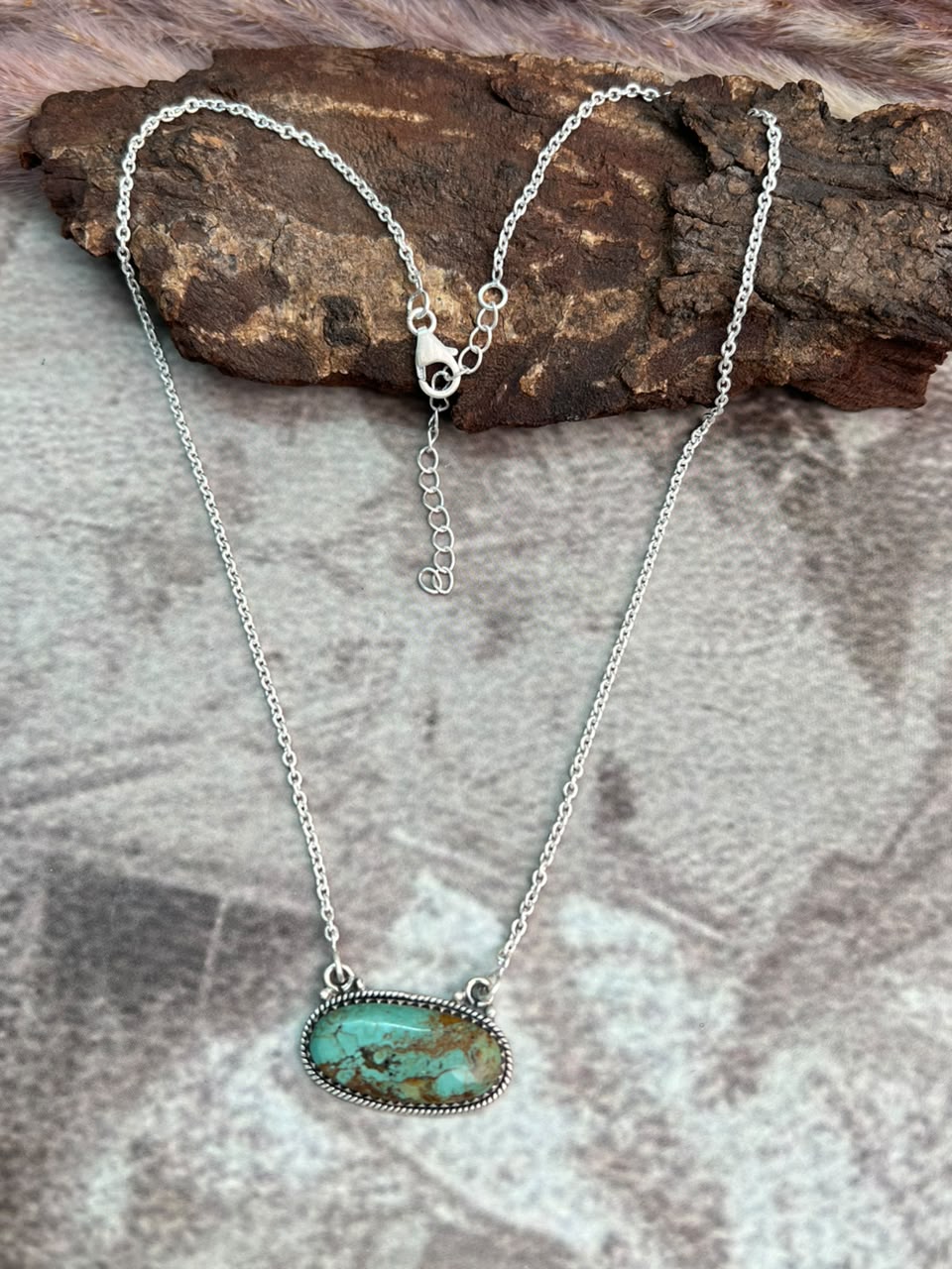 Handmade Sterling Silver Manassa Turquoise Necklace Signed Nizhoni