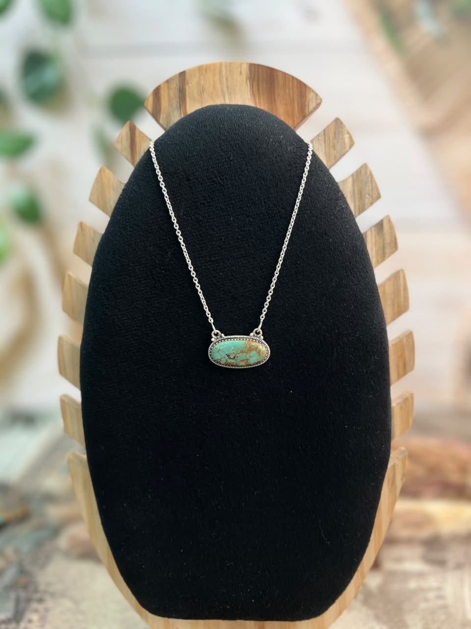 Handmade Sterling Silver Manassa Turquoise Necklace Signed Nizhoni