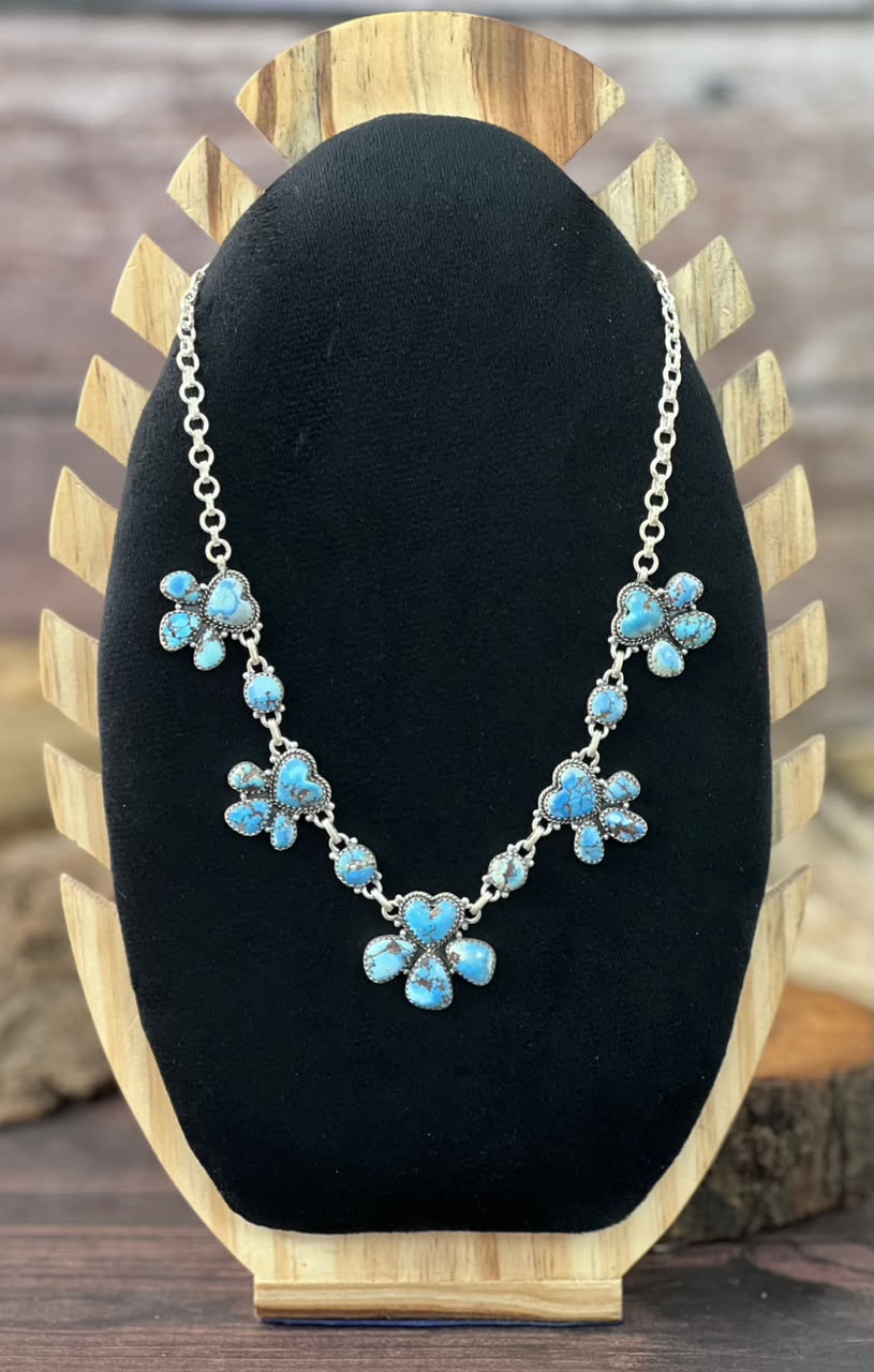 Handmade Sterling Silver Golden Hills Turquoise Choker Necklace Signed Nizhoni