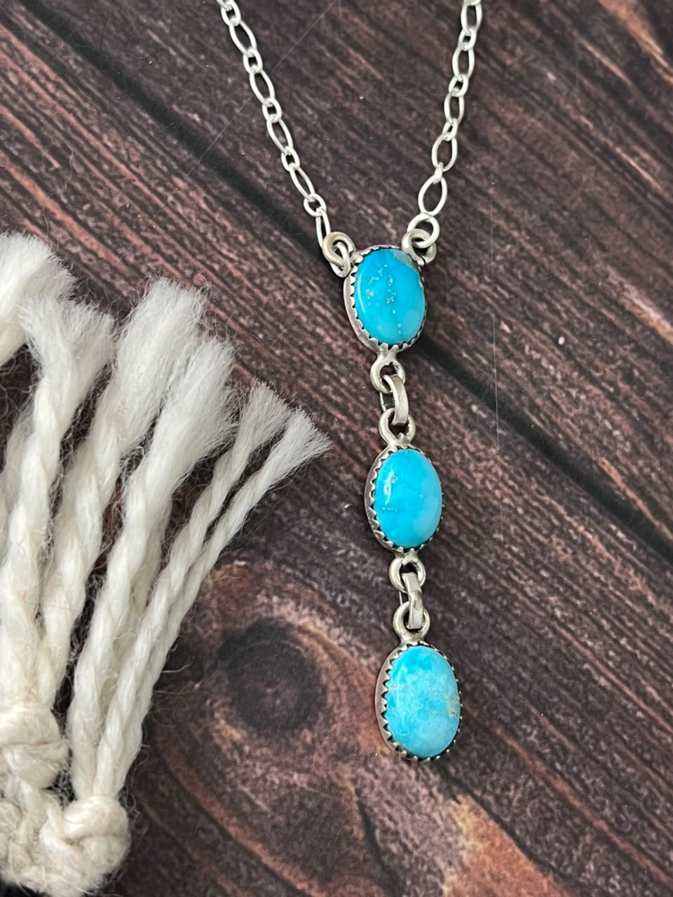 Handmade Sterling Silver Sierra Bella Turquoise Necklace Signed Nizhoni