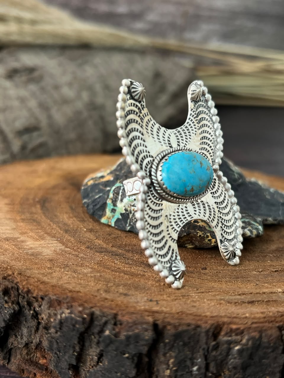 Handmade Sterling Silver Sierra Bella Turquoise Adjustable Ring Signed Nizhoni
