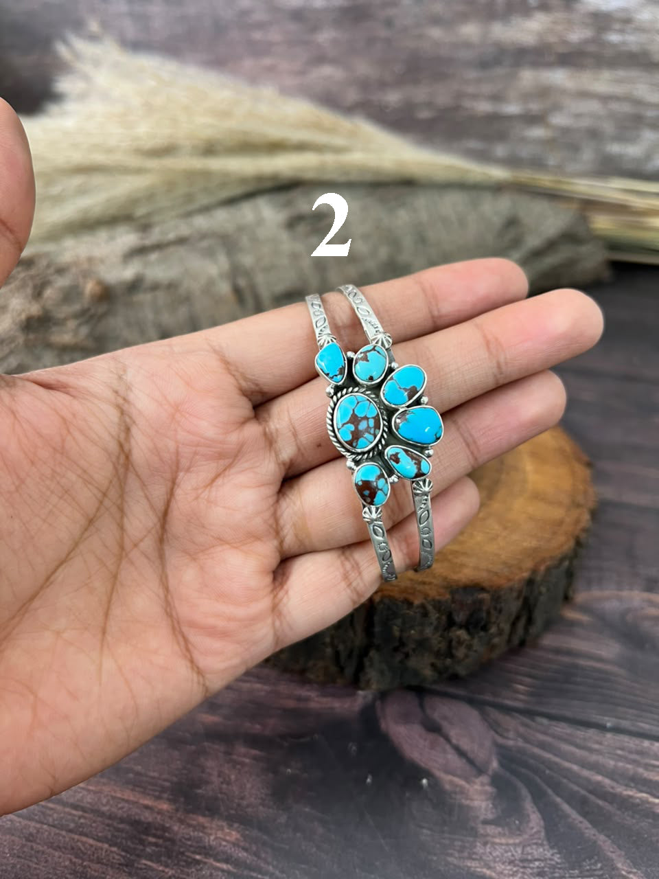 Handmade Sterling Silver Egyptian Turquoise Collection: Cuff Bracelet Signed Nizhoni