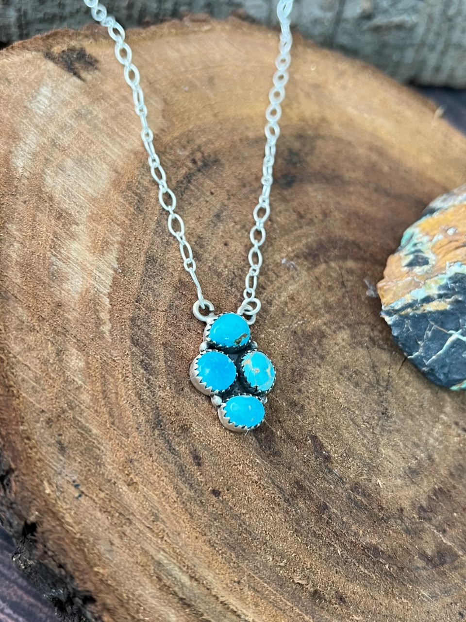 Handmade Sterling Silver Sierra Bella Turquoise Necklace Signed Nizhoni
