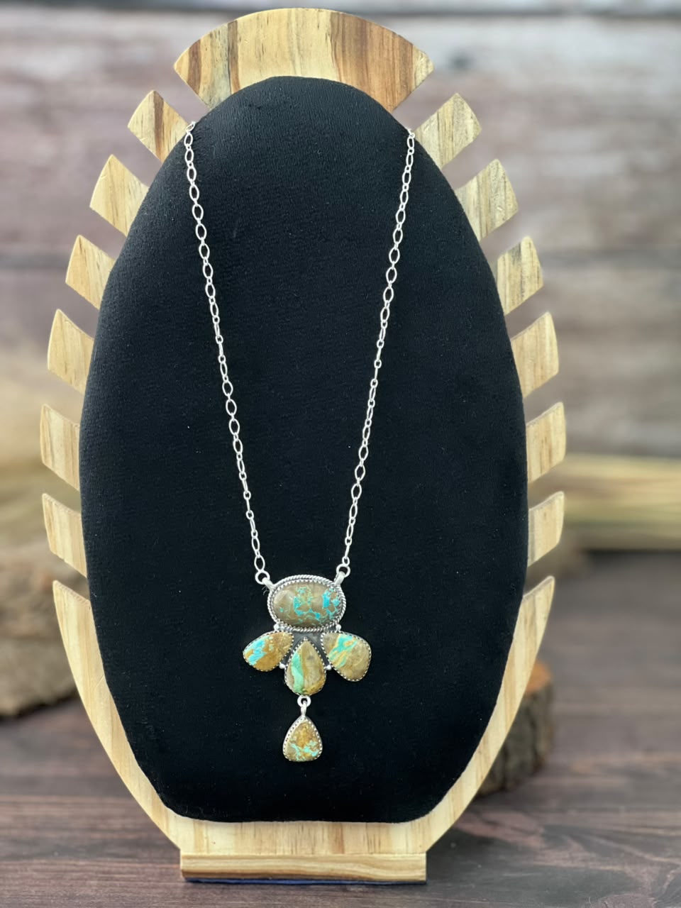 Handmade Sterling Silver Royston Turquoise Necklace Signed Nizhoni