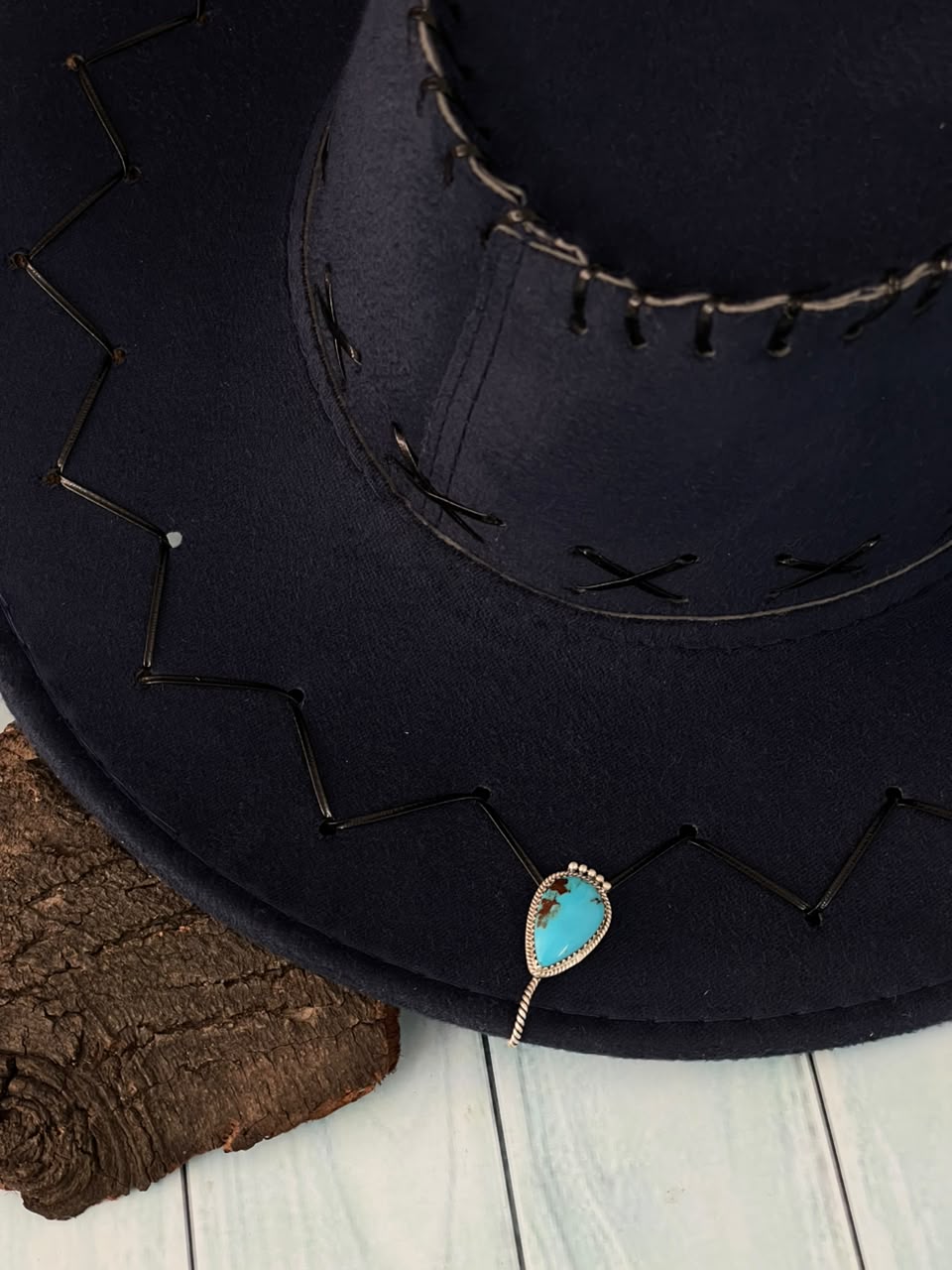 Handmade Sterling Silver Egyptian Turquoise Collection: Hat Pin Signed Nizhoni