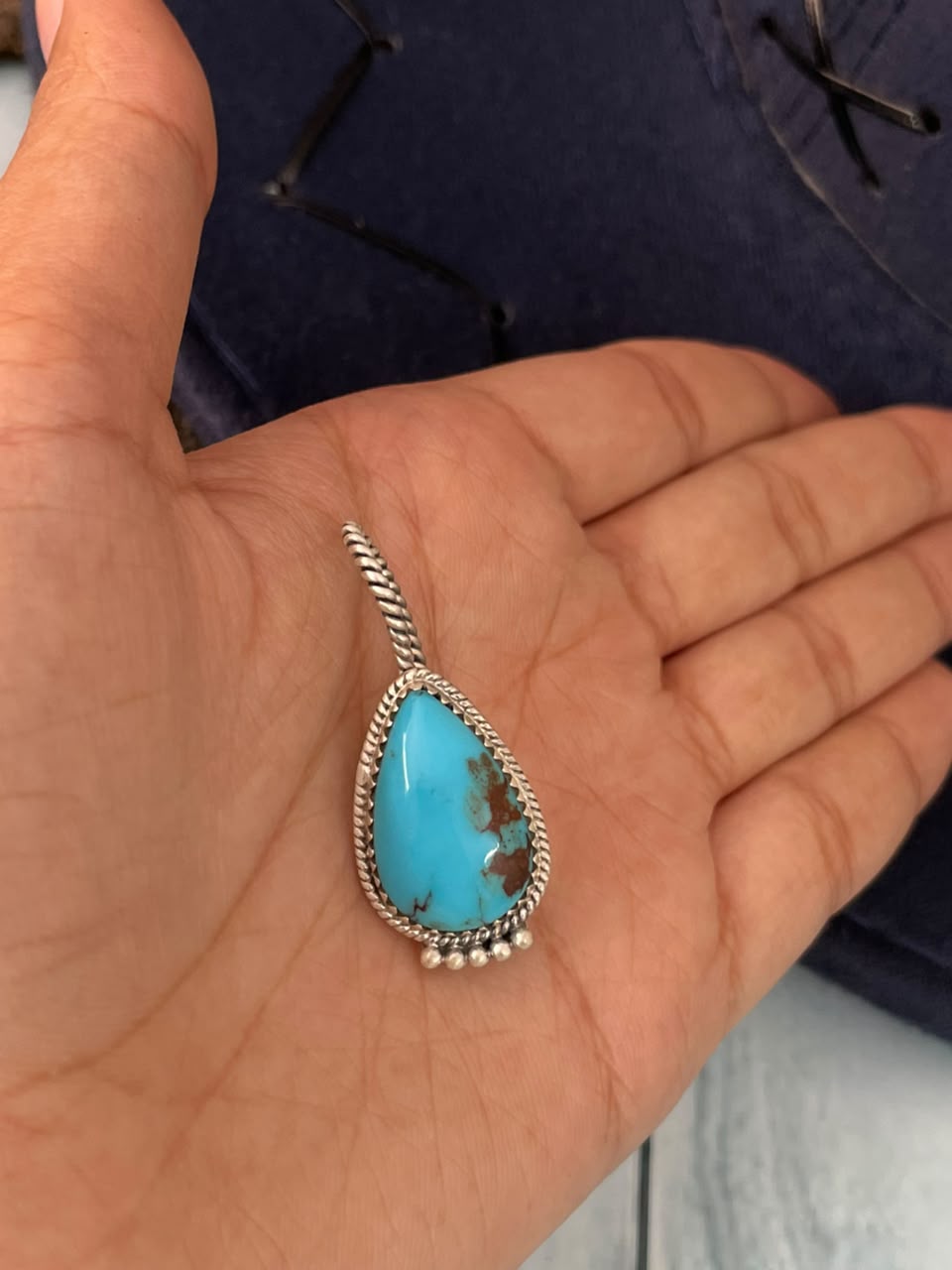 Handmade Sterling Silver Egyptian Turquoise Collection: Hat Pin Signed Nizhoni
