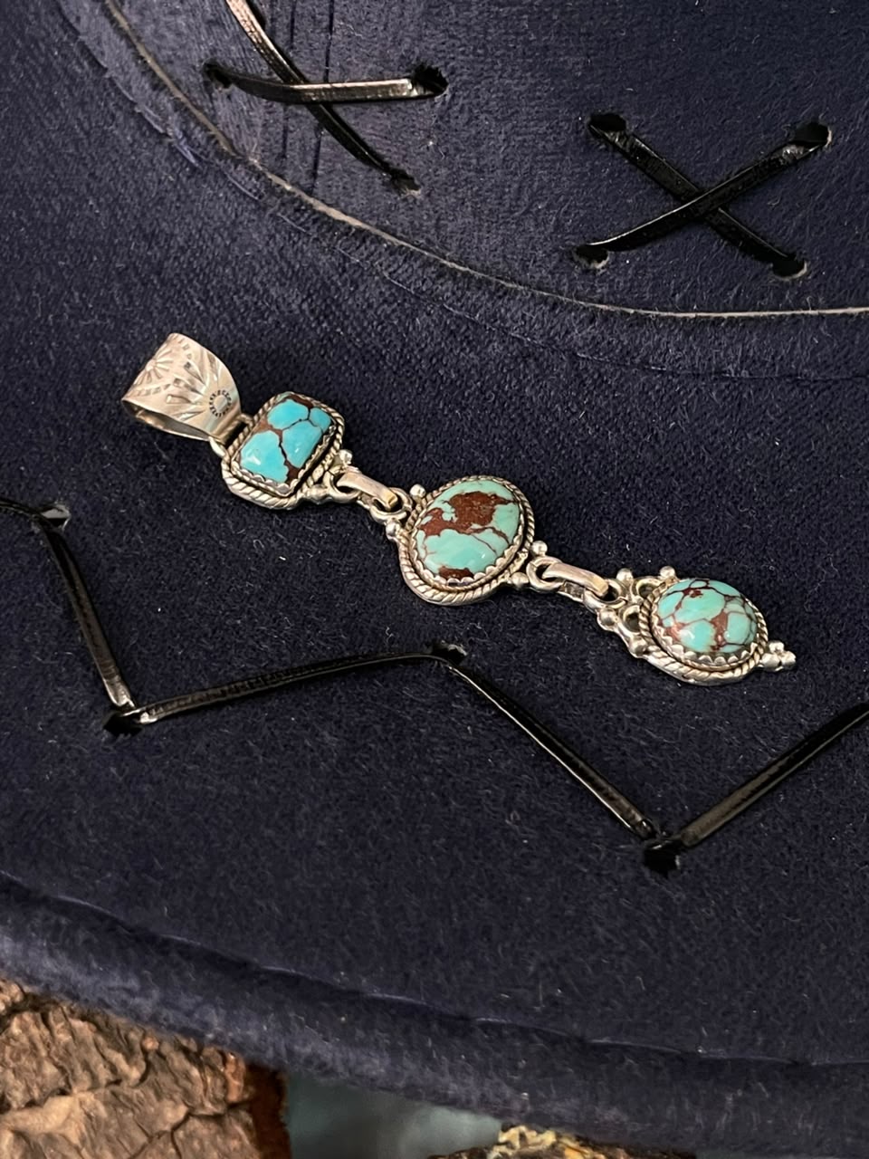Handmade Sterling Silver Egyptian Turquoise Collection: Pendant Signed Nizhoni