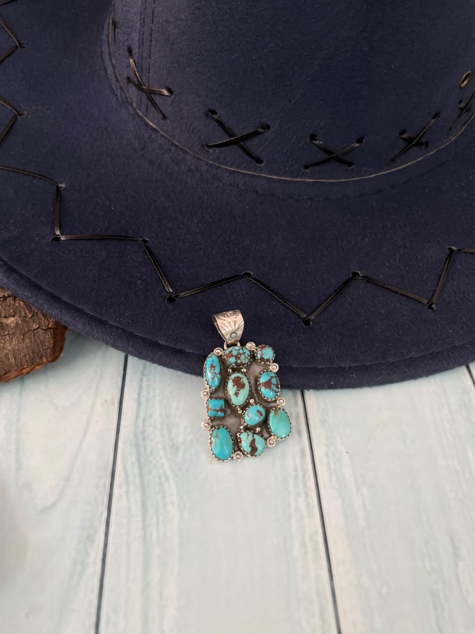 Handmade Sterling Silver Egyptian Turquoise Collection: Pendant Signed Nizhoni