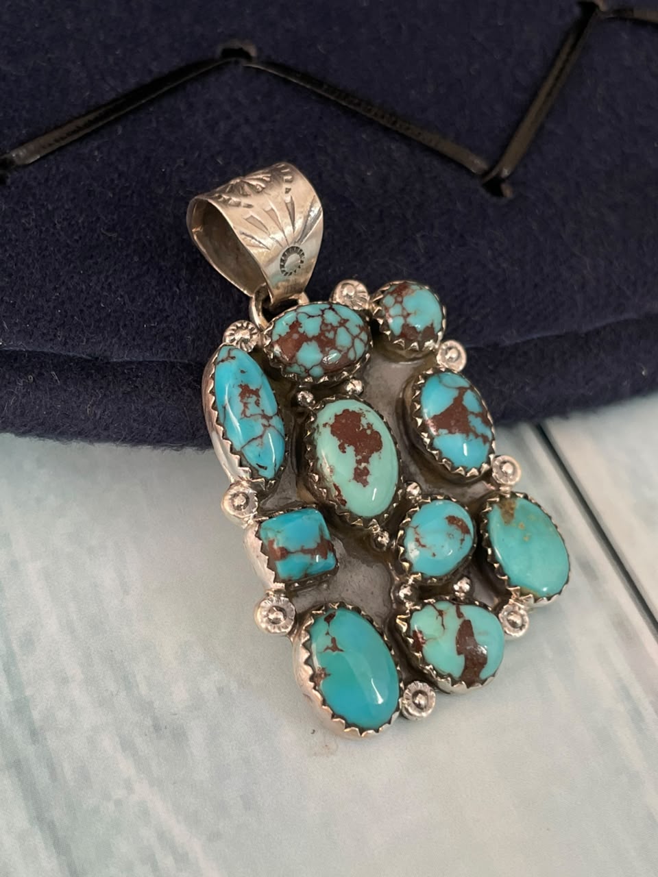 Handmade Sterling Silver Egyptian Turquoise Collection: Pendant Signed Nizhoni