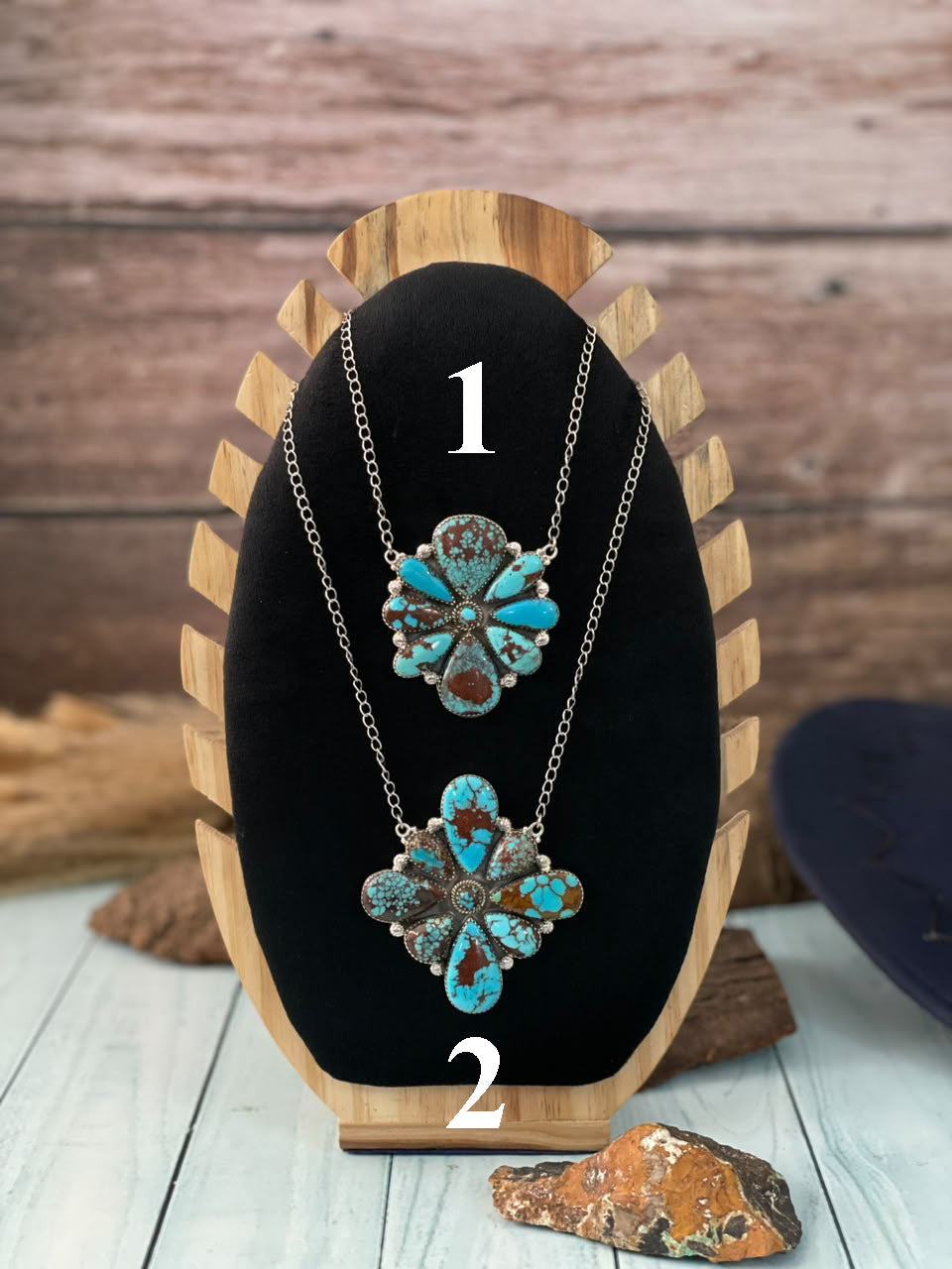 Handmade Sterling Silver Egyptian Turquoise Collection: Necklace Signed Nizhoni