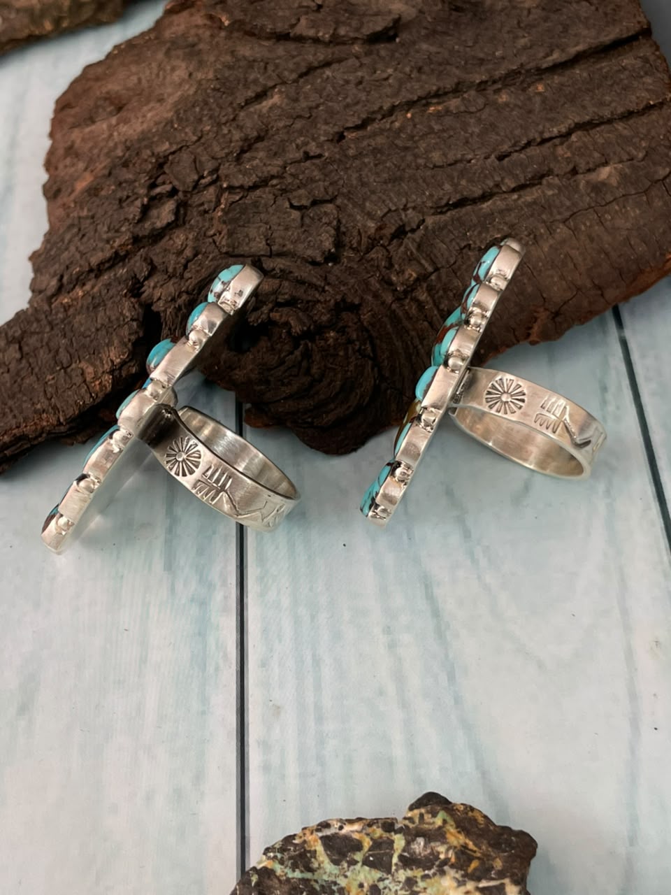 Handmade Sterling Silver Egyptian Turquoise Collection: Adjustable Ring Signed Nizhoni