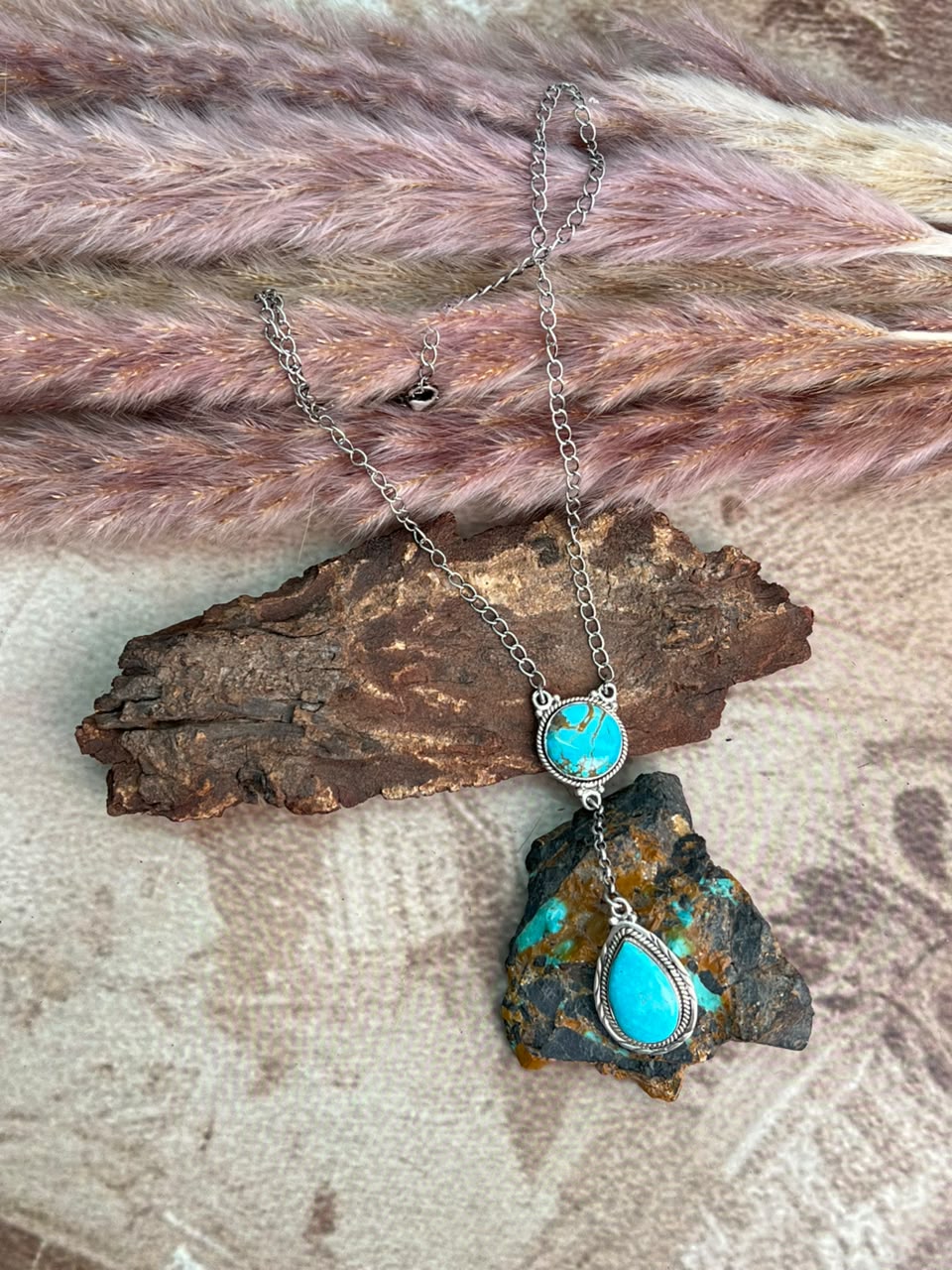 Handmade Sterling Silver Number 8 Turquoise Necklace Signed Nizhoni