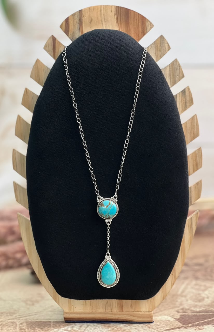 Handmade Sterling Silver Number 8 Turquoise Necklace Signed Nizhoni