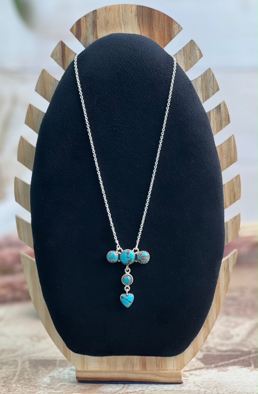Handmade Sterling Silver Egyptian Turquoise Collection: Necklace Signed Nizhoni