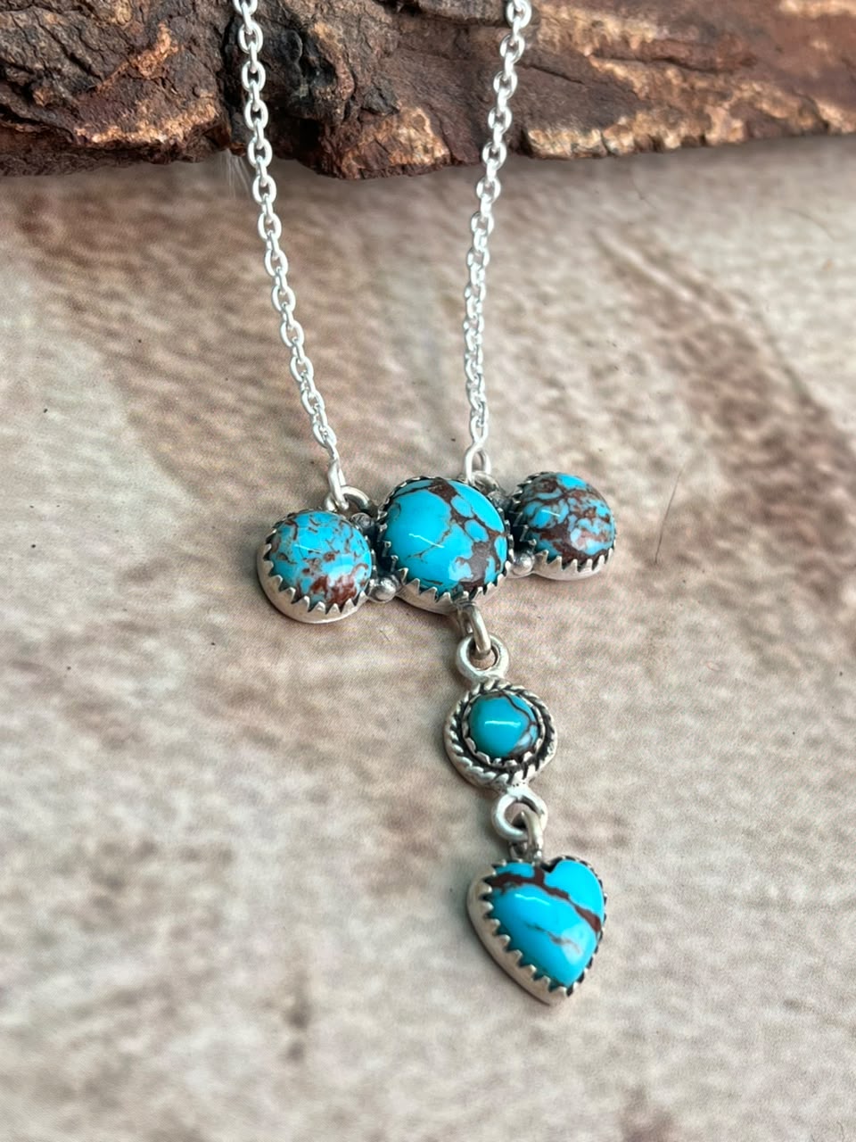 Handmade Sterling Silver Egyptian Turquoise Collection: Necklace Signed Nizhoni