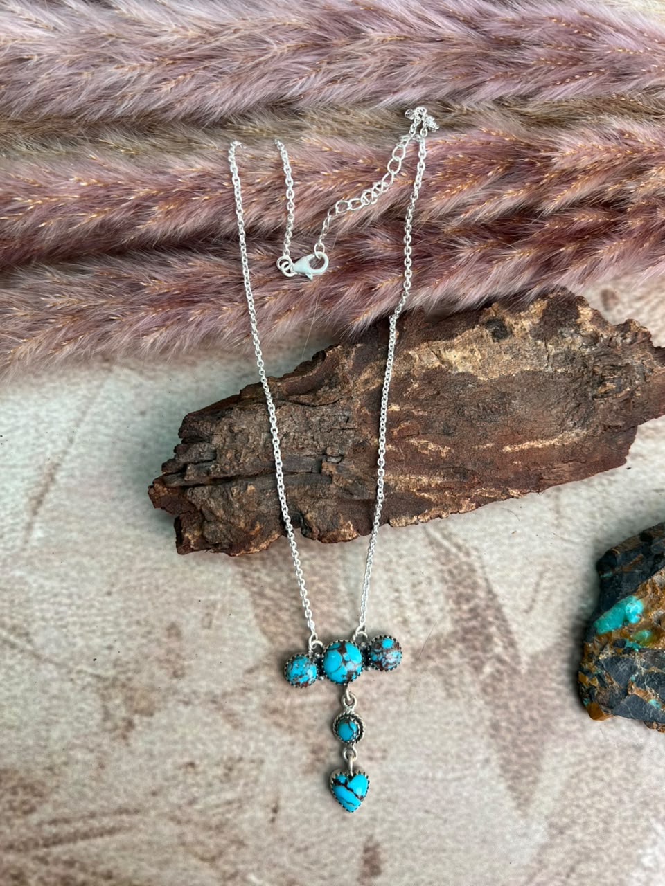Handmade Sterling Silver Egyptian Turquoise Collection: Necklace Signed Nizhoni