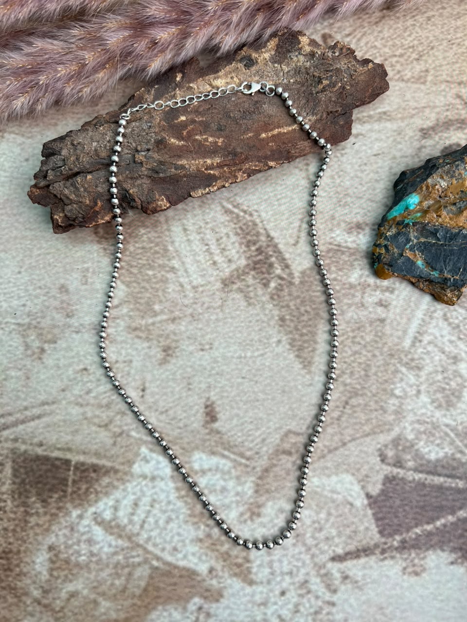 Handmade Sterling Silver 3MM Beaded Necklace