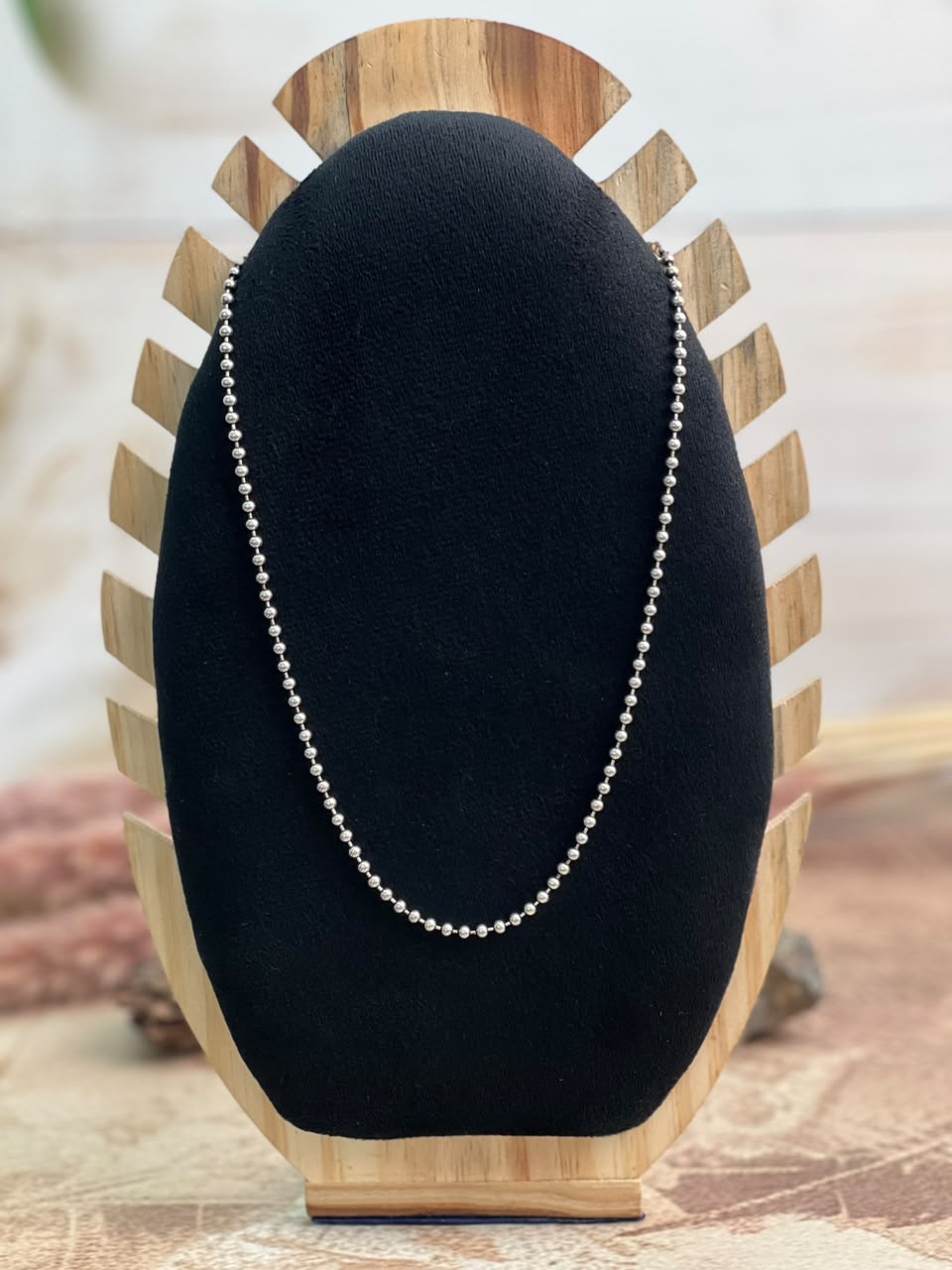 Handmade Sterling Silver 3MM Beaded Necklace