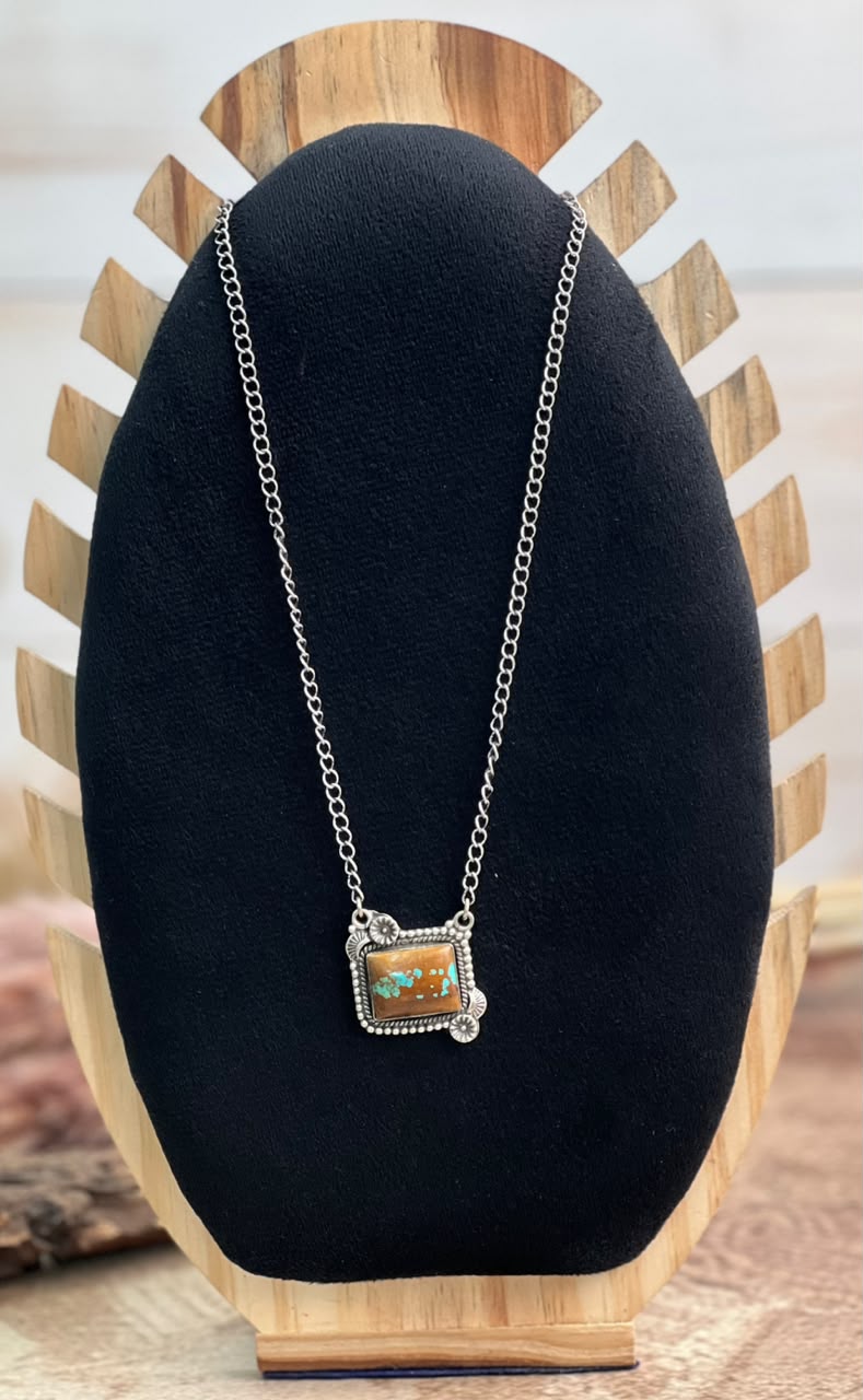 Handmade Sterling Silver Royston Turquoise Necklace Signed Nizhoni (3)