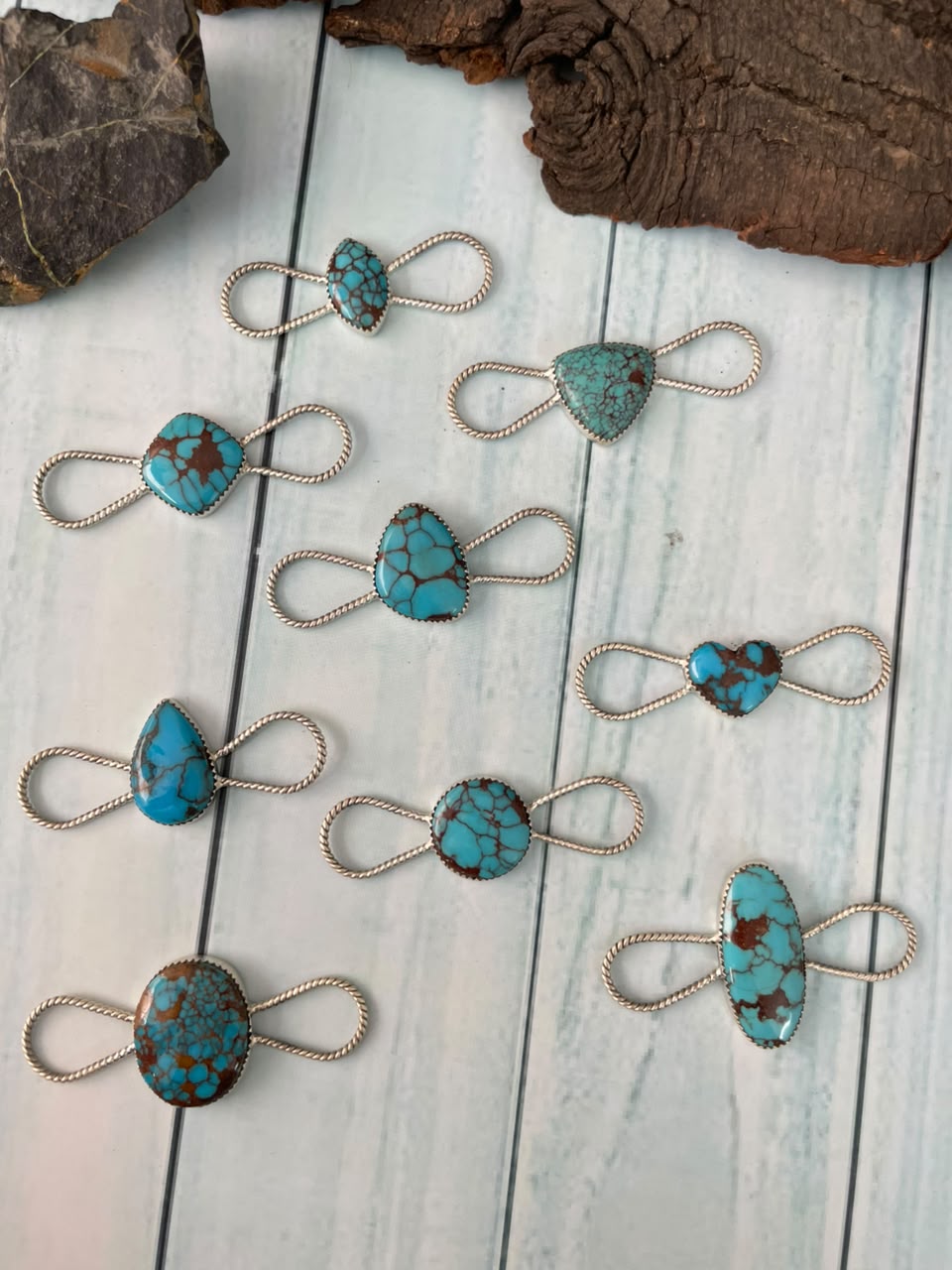 Handmade Sterling Silver Egyptian Turquoise Collection: Scarf Charm Signed Nizhoni