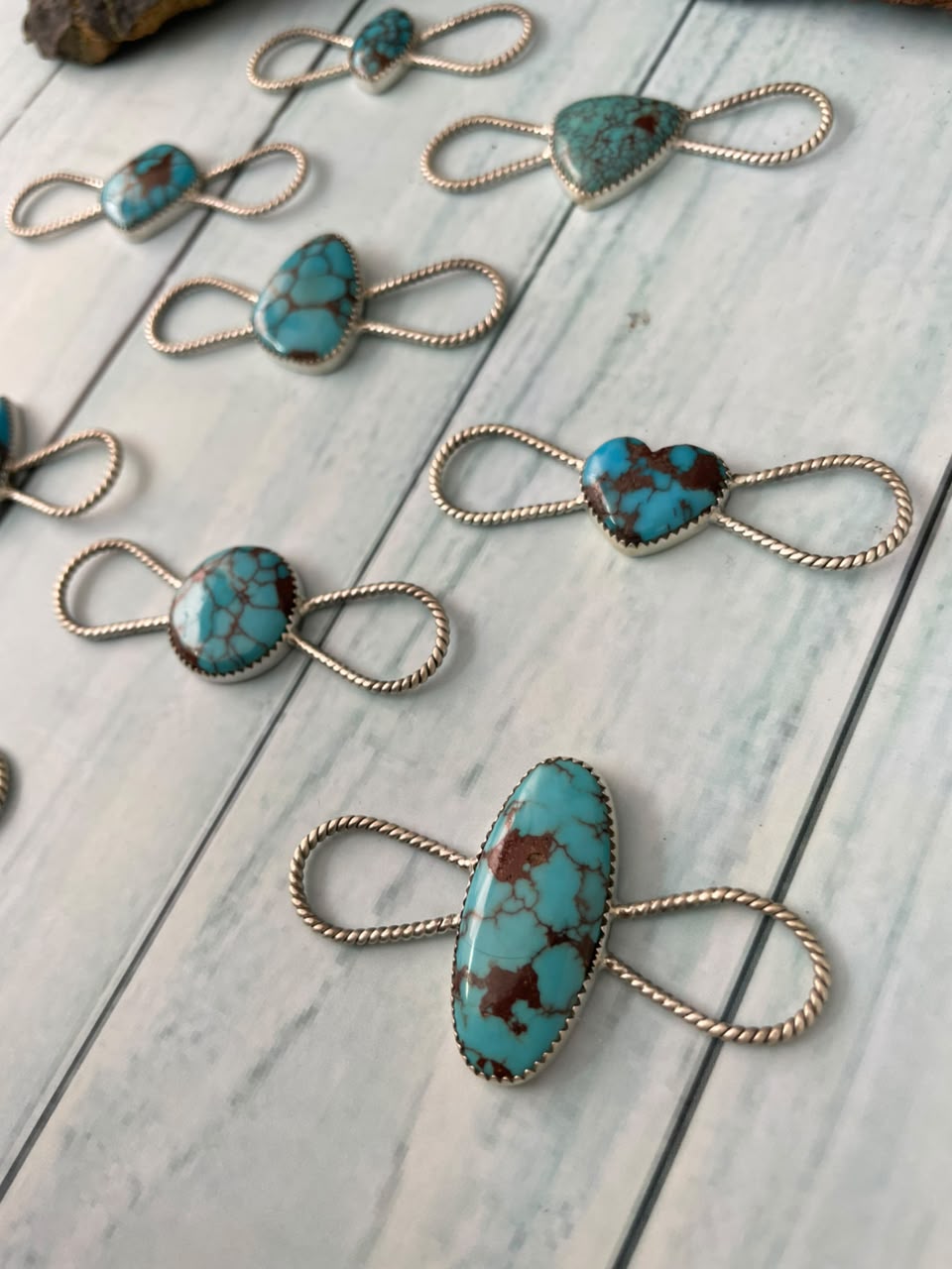 Handmade Sterling Silver Egyptian Turquoise Collection: Scarf Charm Signed Nizhoni