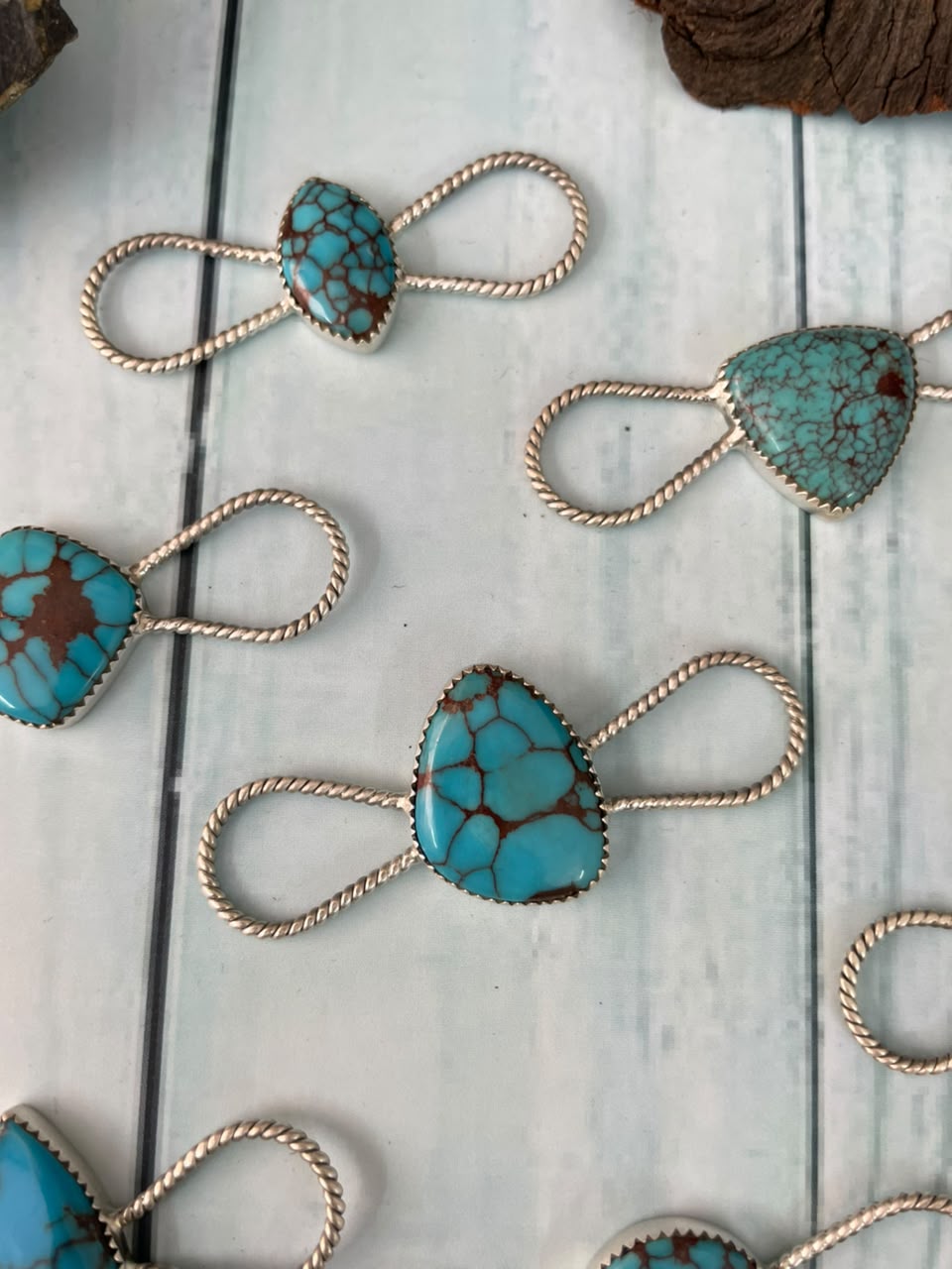 Handmade Sterling Silver Egyptian Turquoise Collection: Scarf Charm Signed Nizhoni