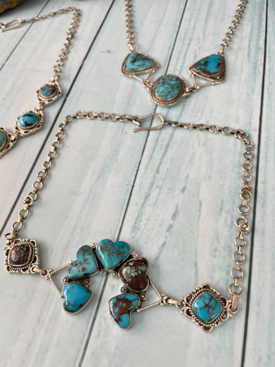 Handmade Sterling Silver Egyptian Turquoise Collection: Choker Necklace Signed Nizhoni