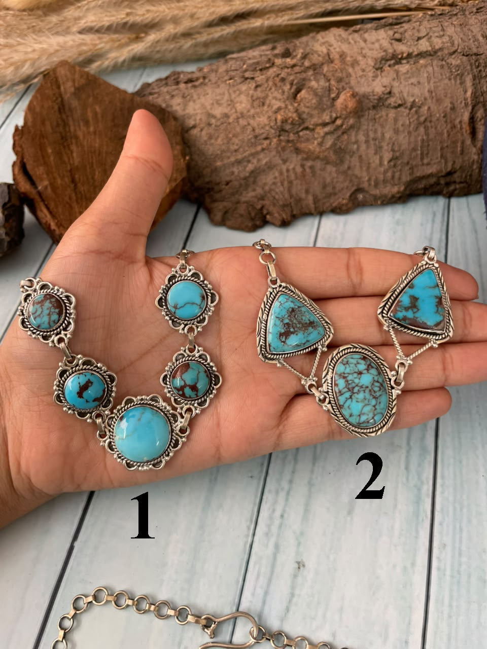 Handmade Sterling Silver Egyptian Turquoise Collection: Choker Necklace Signed Nizhoni