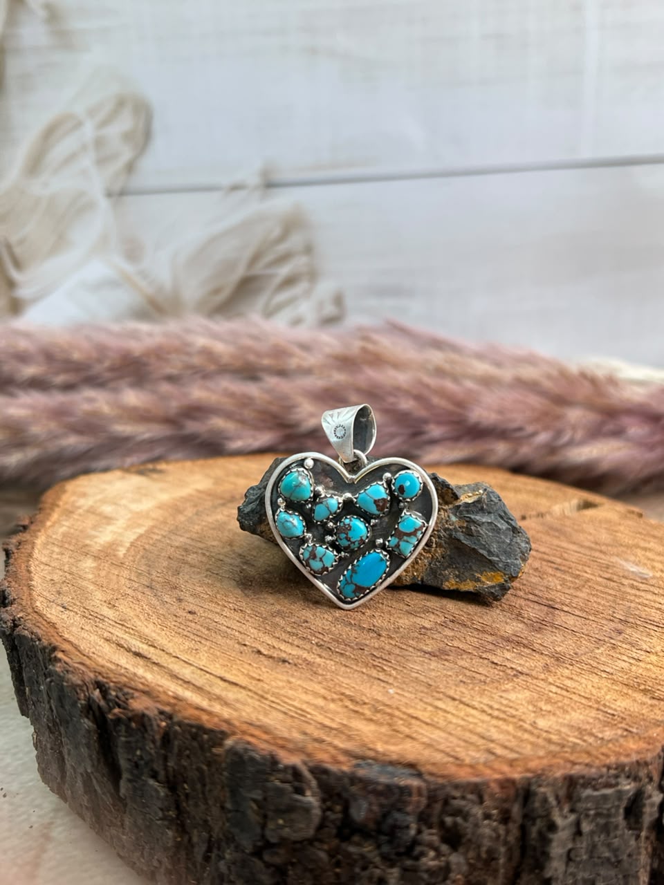 Handmade Sterling Silver Egyptian Turquoise Collection: Pendant Signed Nizhoni