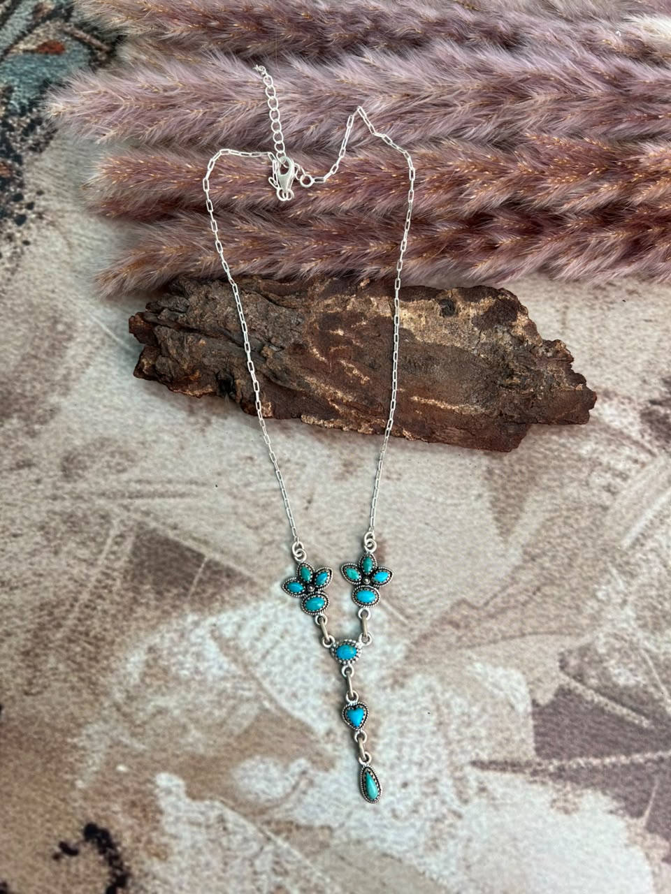 Handmade Sterling Silver Kingman Turquoise Necklace Signed Nizhoni