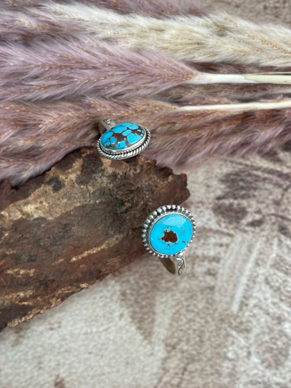 Handmade Sterling Silver Egyptian Turquoise Collection: Cuff Bracelet Signed Nizhoni