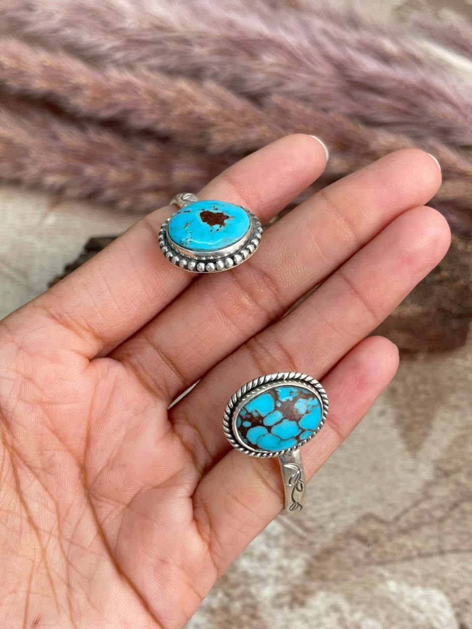 Handmade Sterling Silver Egyptian Turquoise Collection: Cuff Bracelet Signed Nizhoni