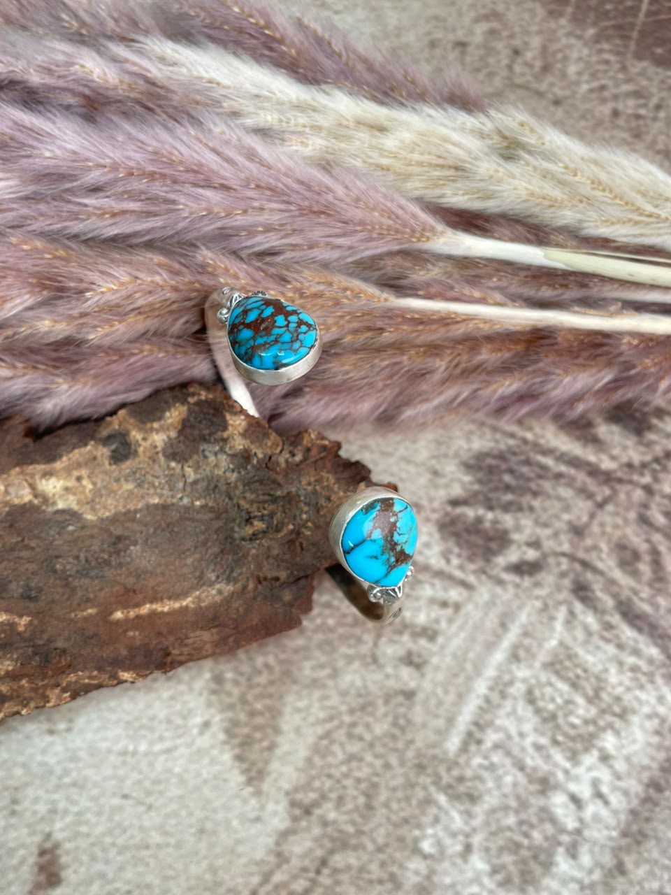 Handmade Sterling Silver Egyptian Turquoise Collection: Cuff Bracelet Signed Nizhoni