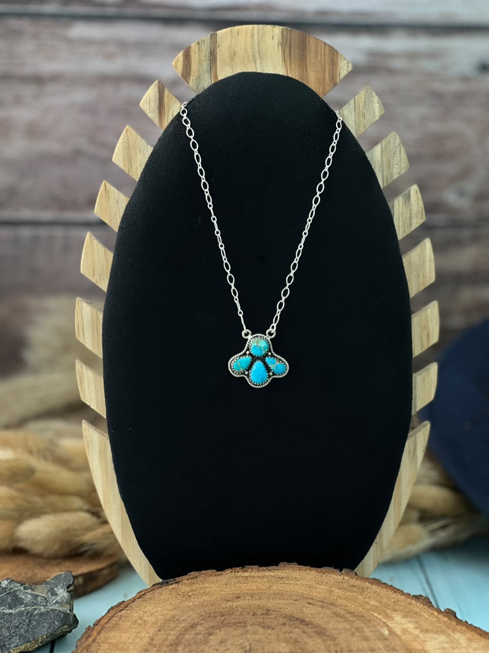 Handmade Sterling Silver Sierra Bella Turquoise Necklace Signed Nizhoni