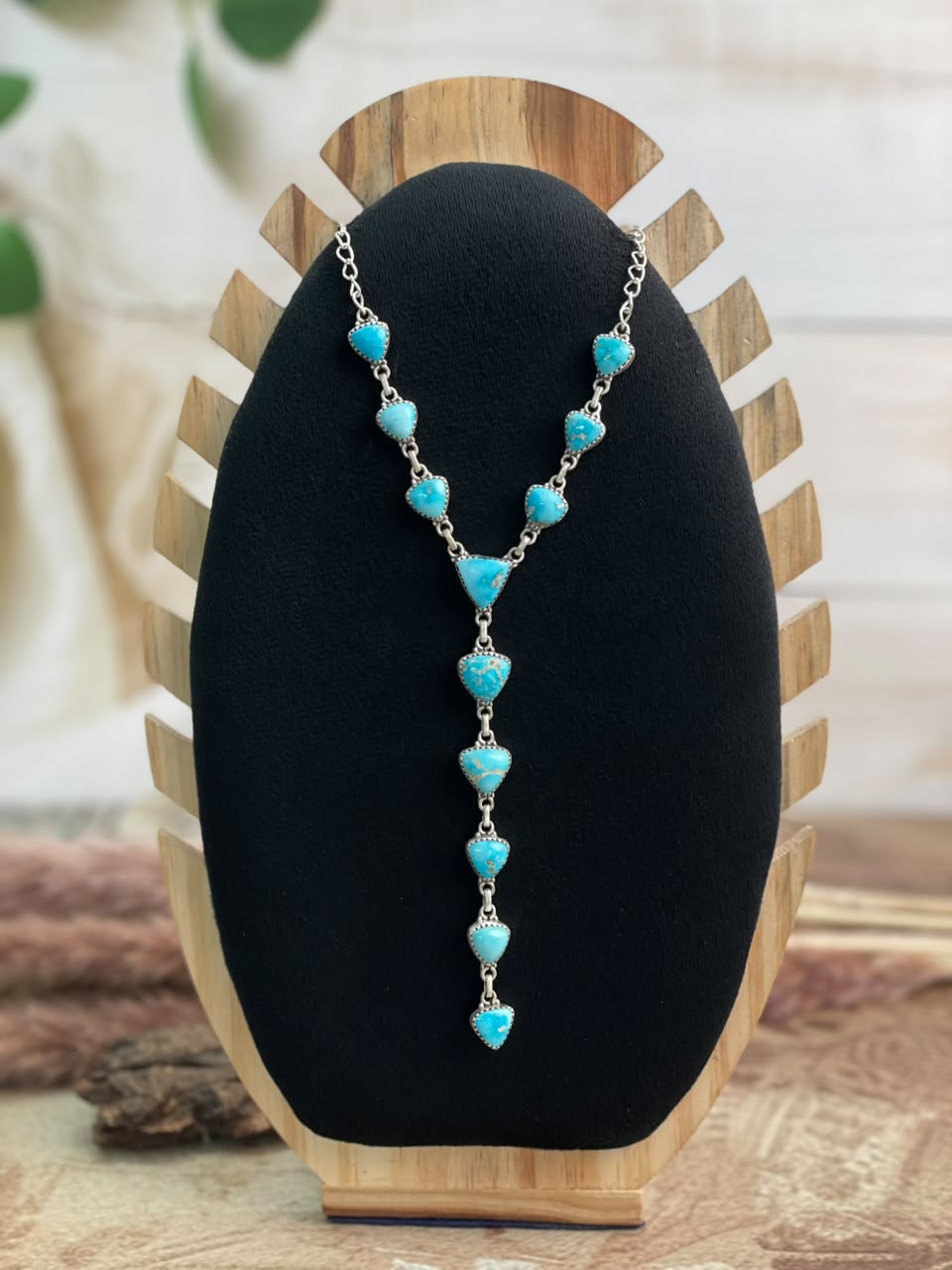 Handmade Sterling Silver Sierra Bella Turquoise Necklace Signed Nizhoni