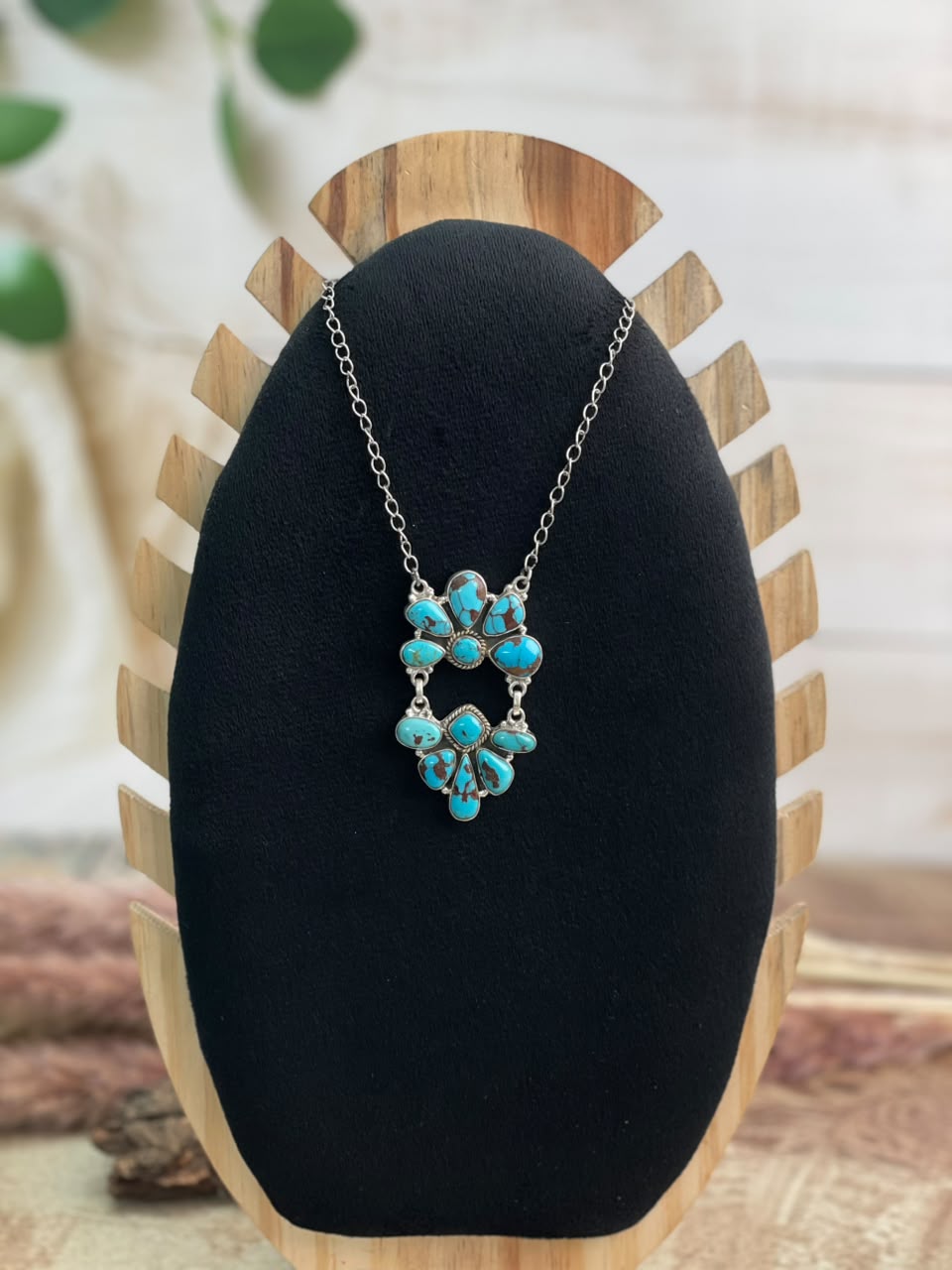 Handmade Sterling Silver Egyptian Turquoise Collection: Necklace Signed Nizhoni