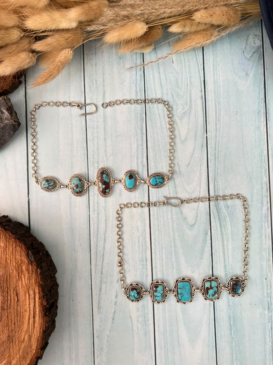 Handmade Sterling Silver Egyptian Turquoise Collection: Choker Necklace Signed Nizhoni