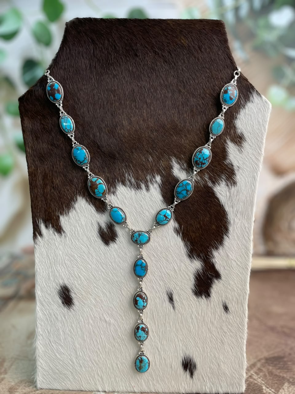 Handmade Sterling Silver Egyptian Turquoise Collection: Drop Necklace Signed Nizhoni