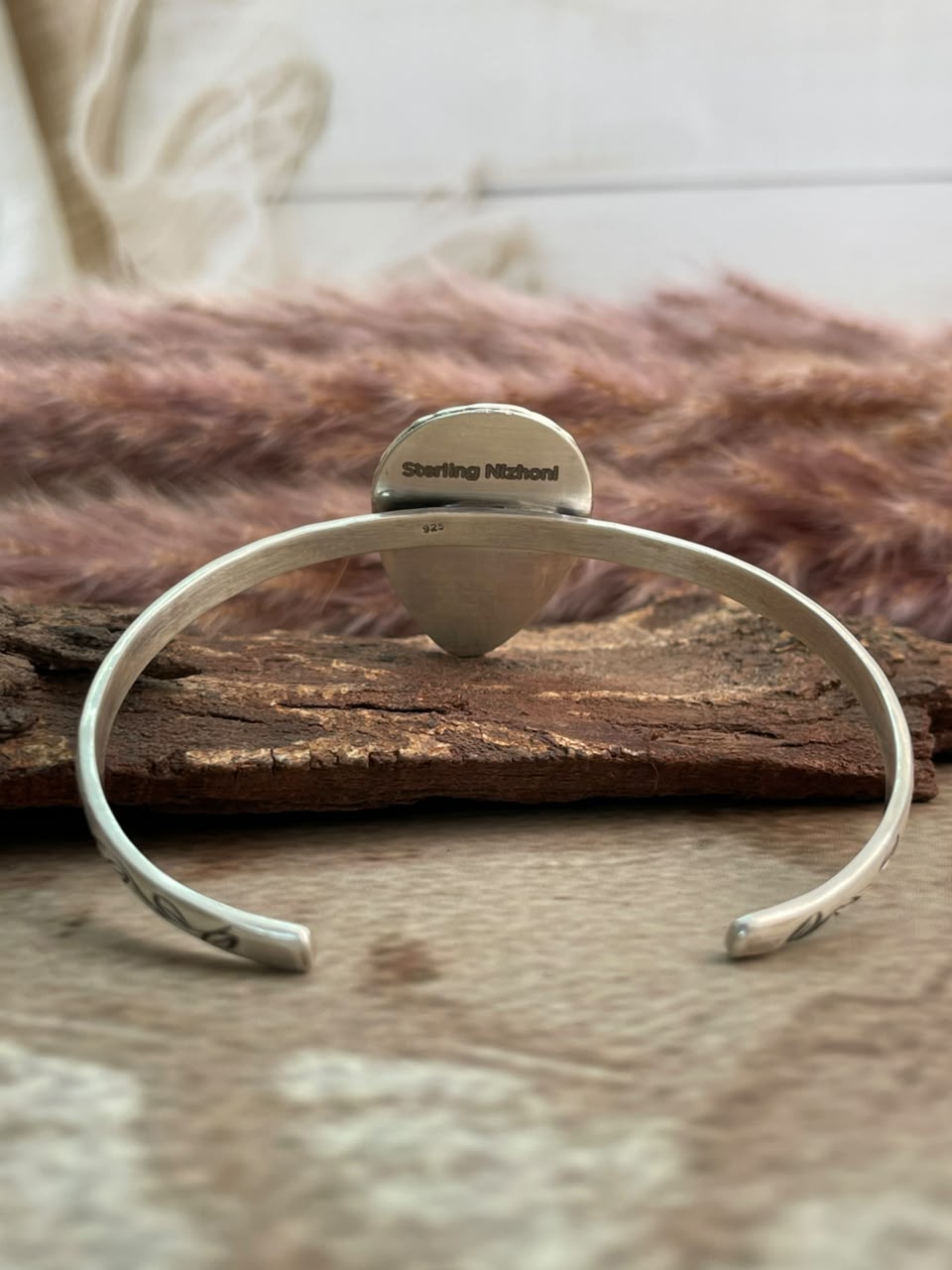 Handmade Sterling Silver Egyptian Turquoise Collection: Cuff Bracelet Signed Nizhoni