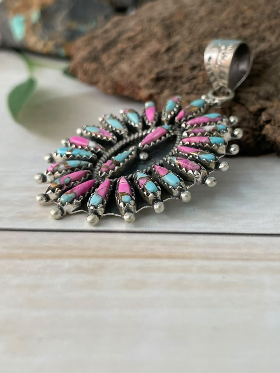 Handmade Sterling Silver Cotton Candy Pendant Signed Nizhoni (6)