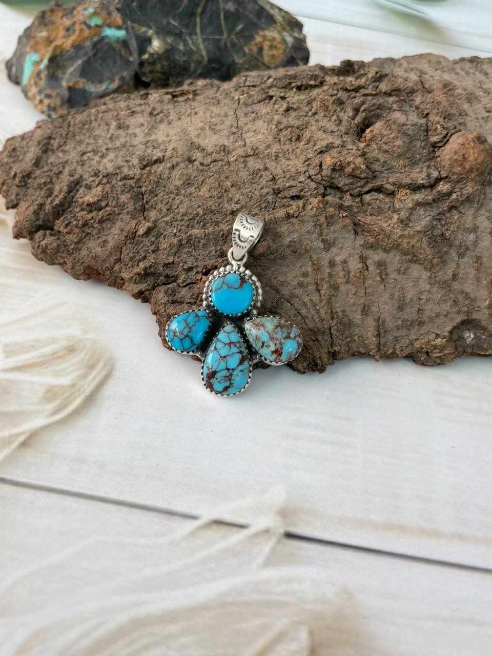 Handmade Sterling Silver Egyptian Turquoise Pendant Signed Nizhoni