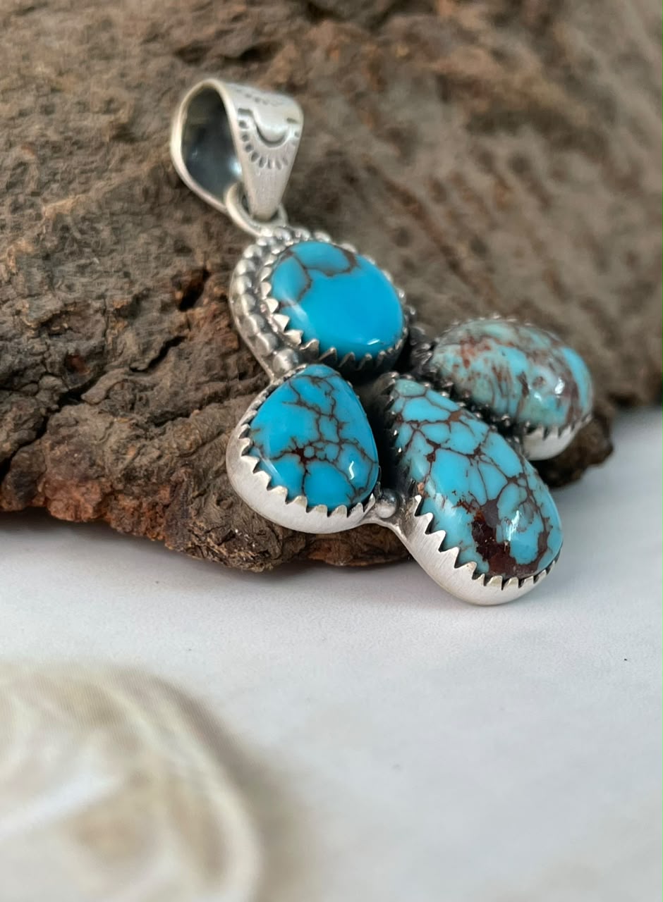 Handmade Sterling Silver Egyptian Turquoise Pendant Signed Nizhoni