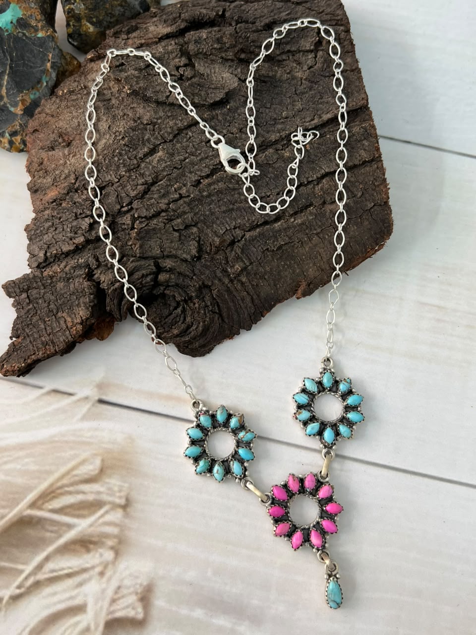 Handmade Sterling Silver Cotton Candy Necklace Signed Nizhoni (3)