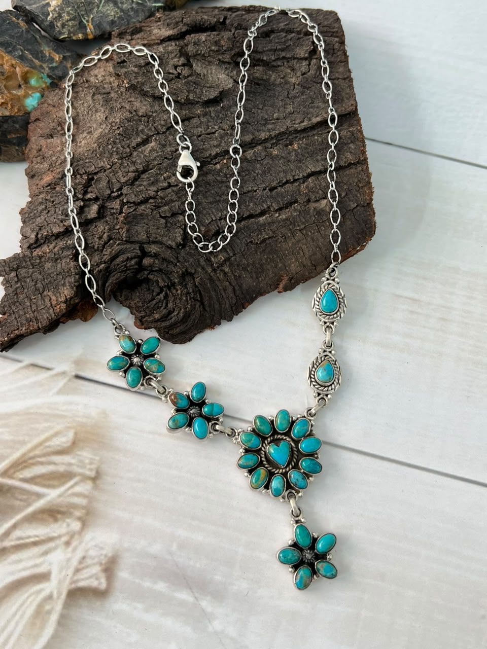 Handmade Sterling Silver Kingman Turquoise Necklace Signed Nizhoni (1)