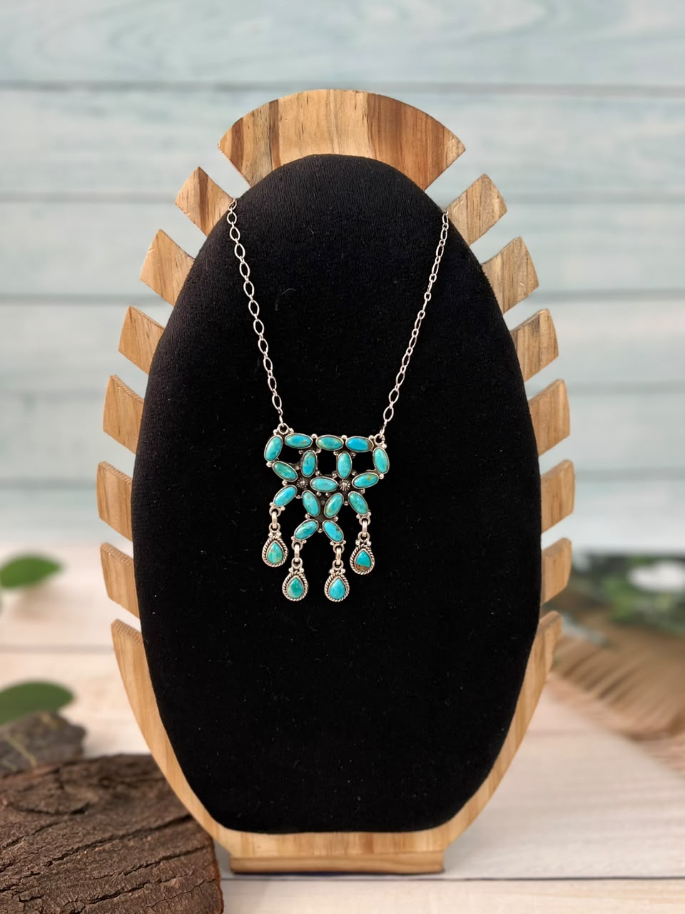 Handmade Sterling Silver Kingman Turquoise Necklace Signed Nizhoni (7)